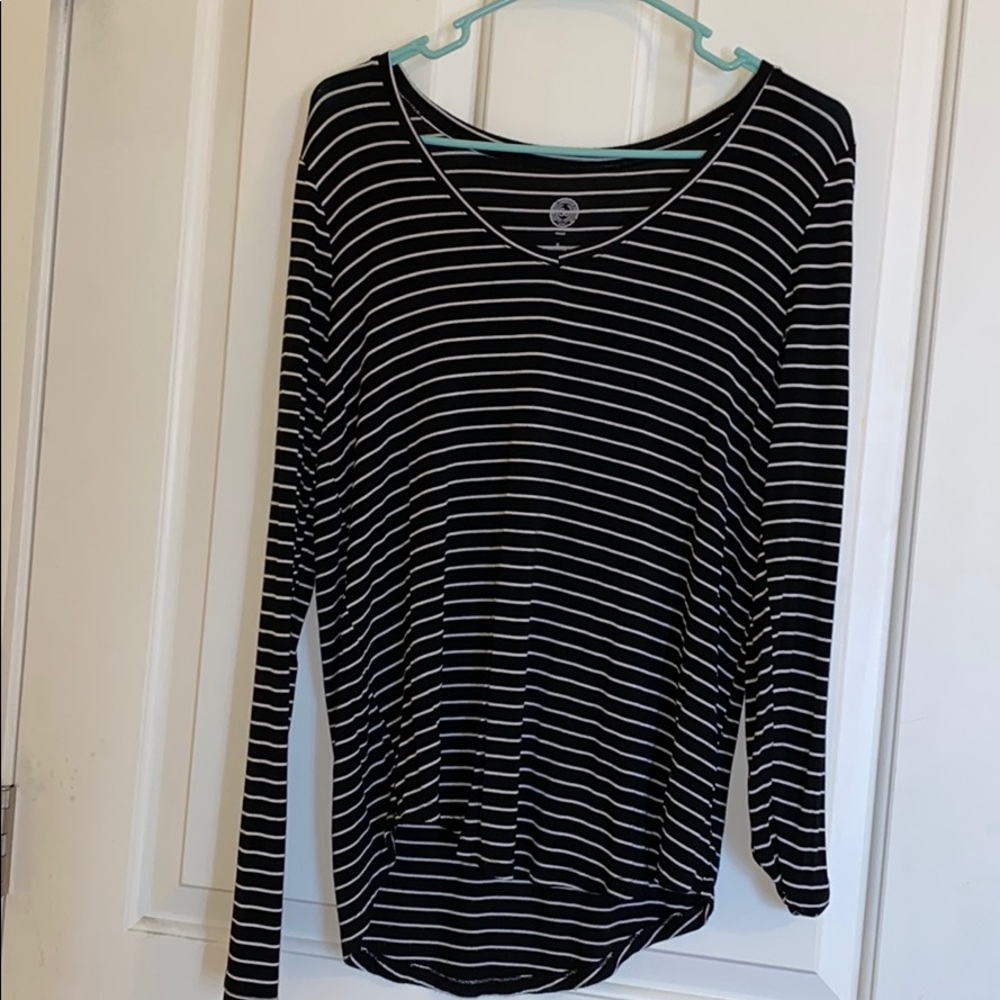 Horizontal Black and White Stretchy Top